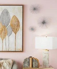 CosmoLiving by Cosmopolitan Set of 3 Silver Tin Contemporary Abstract Wall Decor, 6", 9", 12"