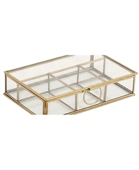 CosmoLiving by Cosmopolitan Gold Glass Modern Jewelry Box , 2" x 9" x 6"