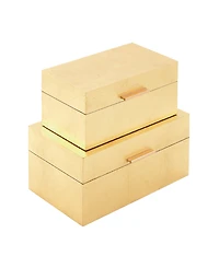 CosmoLiving by Cosmopolitan Set of 2 Gold Wood Glam Box, 11", 13"