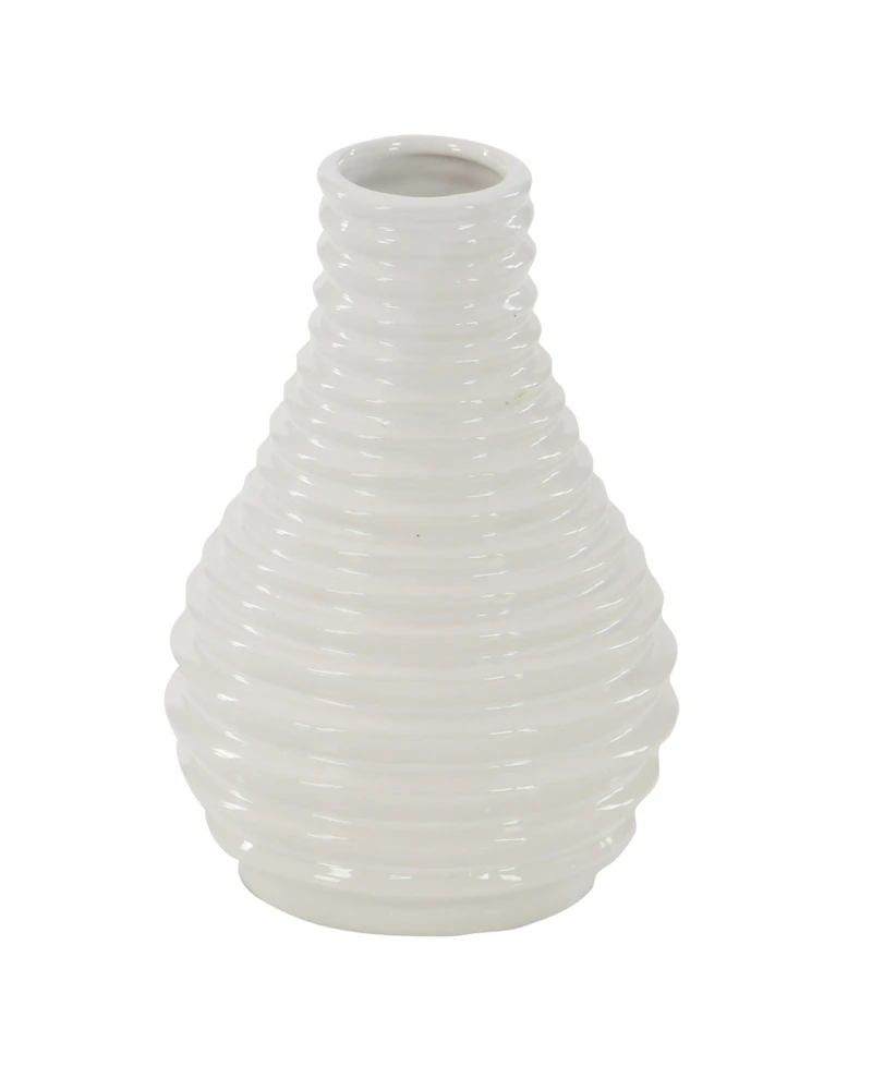 CosmoLiving by Cosmopolitan Set of 3 White Stoneware Modern Vase, 5" x 8"