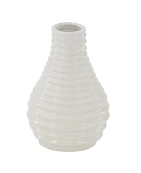 CosmoLiving by Cosmopolitan Set of 3 White Stoneware Modern Vase, 5" x 8"