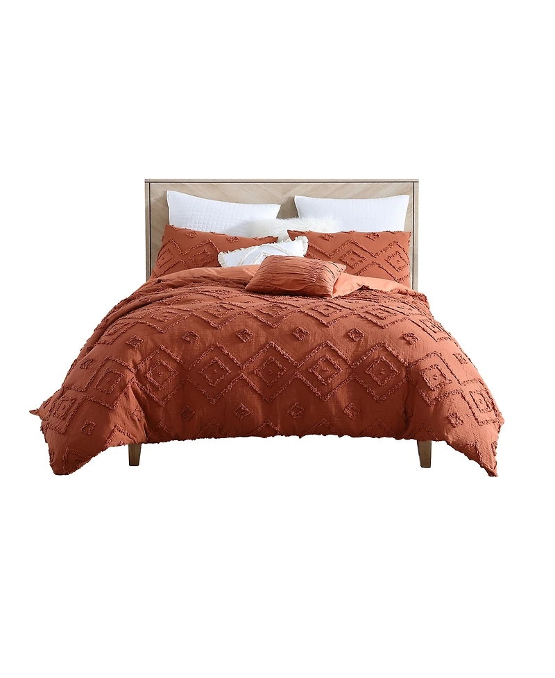 Swift Home Astonishing Rukai Clip Jacquard Gauze 5 Piece Comforter Set, Full/Queen