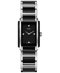 Rado Women's Swiss Integral Diamond Accent Black Ceramic & Stainless Steel Bracelet Watch 22x33mm
