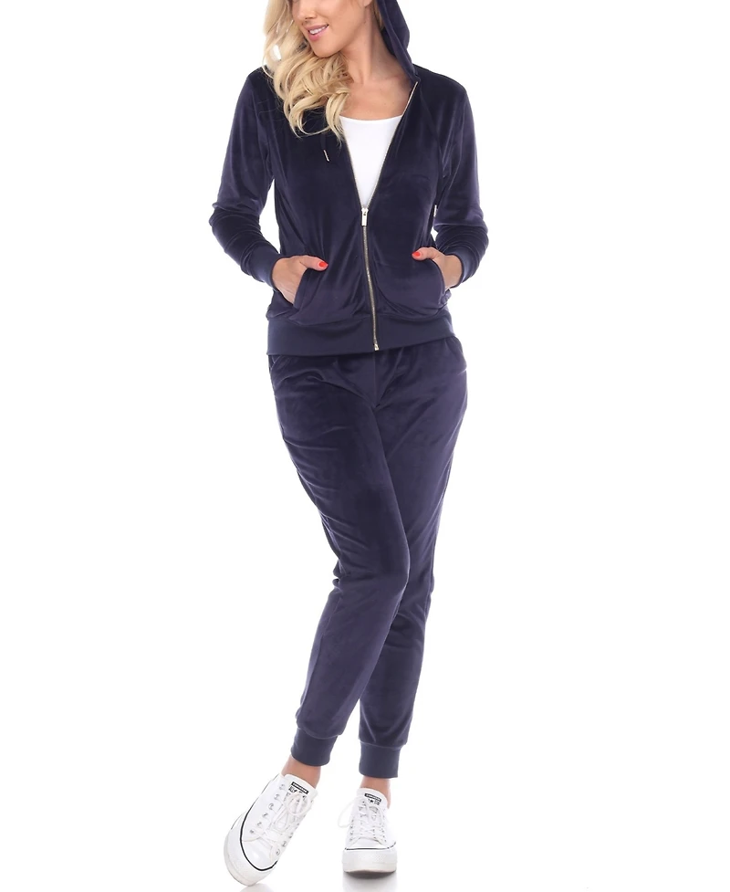 White Mark Women's Velour Tracksuit Loungewear 2pc Set
