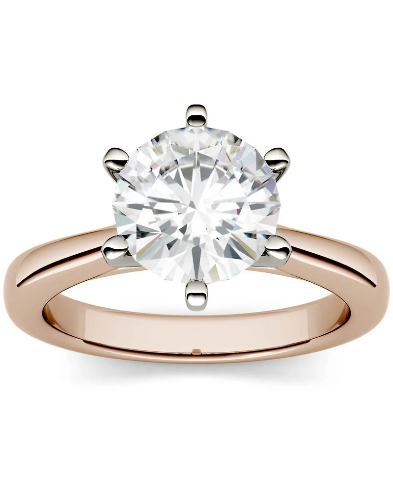 Moissanite Solitaire Engagement Ring 1-9/10 ct. t.w. Diamond Equivalent in 14k White, Yellow or Rose Gold