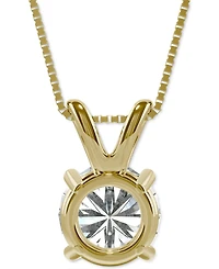 Moissanite Solitaire Pendant (3-1/10 ct. t.w. Diamond Equivalent) in 14k White Gold and 14k Yellow Gold