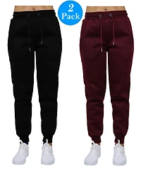 Galaxy by Harvic Women's Slim Fit Heavy Weight Fleece Lined Joggers - 2 Pack