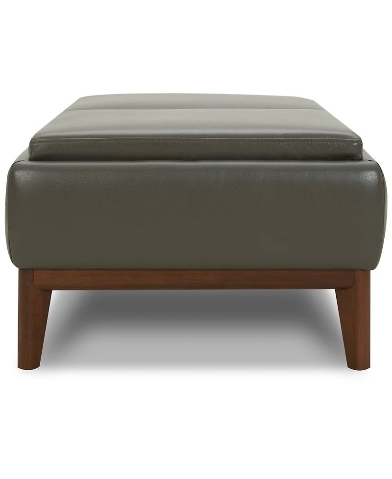 Jollene Leather Ottoman with Wood Trays, Created for Macy's