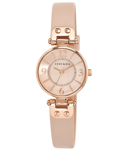 Anne Klein Women's Blush Leather Strap Watch 26mm 10-9442 Rglp