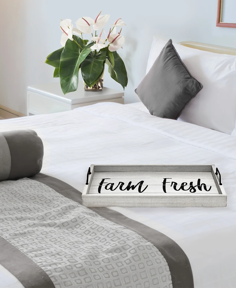 Elegant Designs Decorative Wood Serving Tray with Handles - Farm Fresh