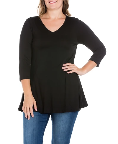 Plus 3/4 Sleeve V-Neck Tunic Top
