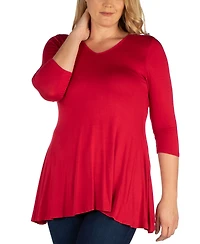Plus 3/4 Sleeve V-Neck Tunic Top