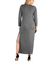 Women's Plus Side Slit Fitted Maxi Dress