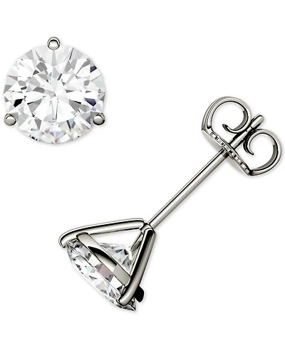 Charles & Colvard Moissanite Three Prong Stud Earrings (1-5/8 ct. t.w. Dew) in 14k White Gold