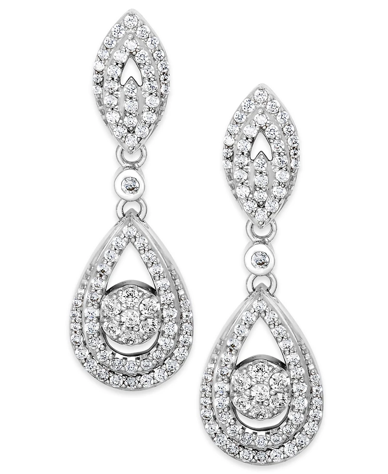 Wrapped in Love Diamond Dangling Drop Earrings in 14k White Gold or 14k Yellow Gold (1 ct. t.w.), Created for Macy's
