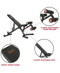 Sunny Health & Fitness Fully Adjustable Power Zone Utility Heavy Duty Weight Bench with 500 lb Max Weight, Black