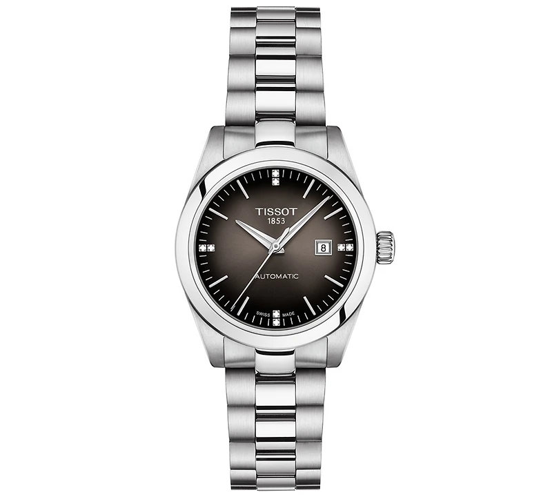 Tissot Women's Swiss Automatic T-My Lady Diamond Accent Stainless Steel Bracelet Watch 29mm Gift Set