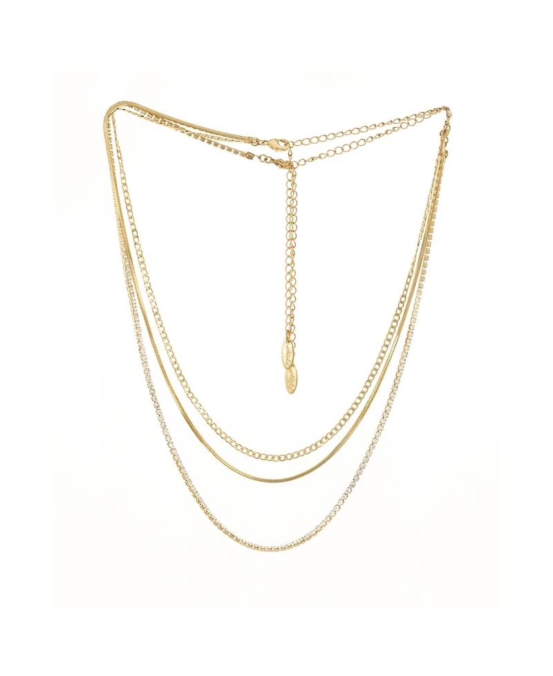 Ettika Simple Crystal Chain Necklace Set of 2