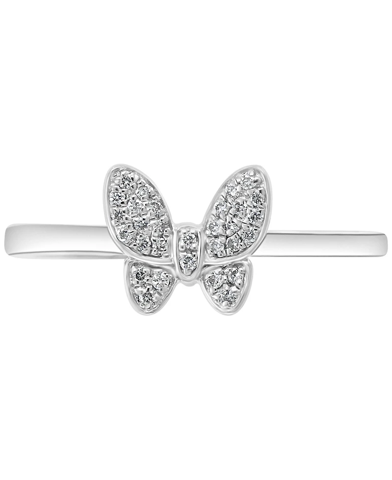 Effy Diamond Butterfly Ring (1/10 ct. t.w.) in Sterling Silver or 14k Gold-Plated Sterling Silver