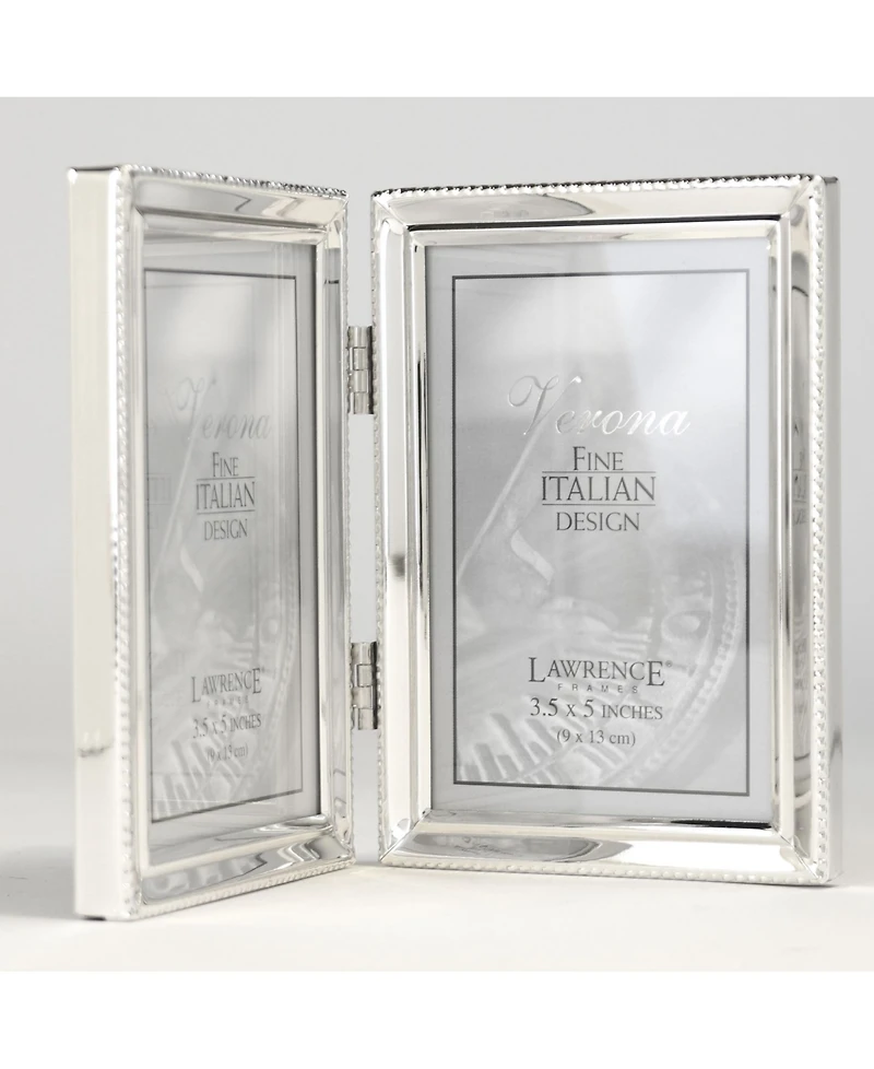 Metal Double Picture Frame with Inner Beading, 3.5" x 5"