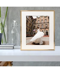 Elegant Metal Picture Frame with Bevel Cut Mat for Photo, 8" x 10"