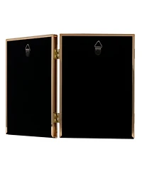 Polished Metal Hinged Double Picture Frame - Bead Border Design, 5" x 7"