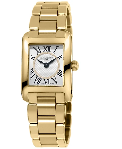 Frederique Constant Women's Swiss Classic Carree Diamond (1/20 ct. t.w.) Gold-Tone Stainless Steel Bracelet Watch 23mm