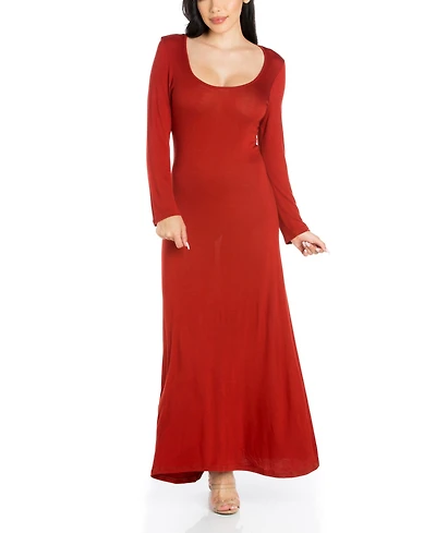 24seven Comfort Apparel Women's Long Sleeve T-Shirt Maxi Dress