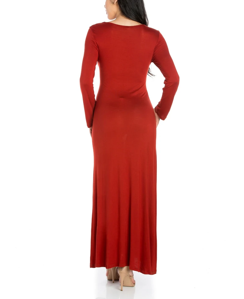 24seven Comfort Apparel Women's Long Sleeve T-Shirt Maxi Dress
