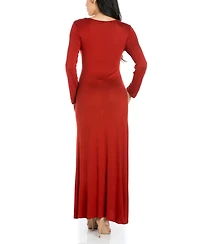 24seven Comfort Apparel Women's Long Sleeve T-Shirt Maxi Dress