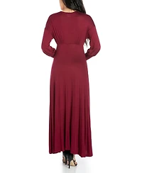 24seven Comfort Apparel Women's Formal Long Sleeve Maxi Dress