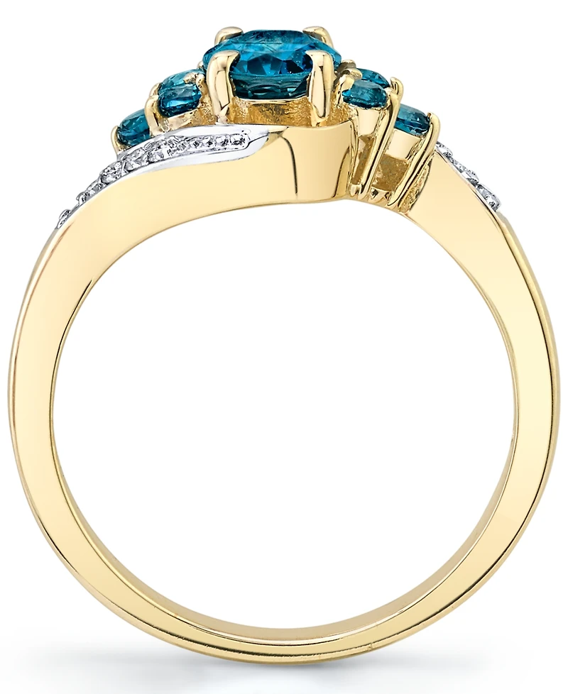 Blue Topaz (1-1/3 ct. t.w.) & Diamond (1/20 ct. t.w.) Swirl Ring in 10k Gold