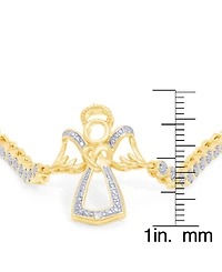 Diamond Accent Angel Adjustable Silver Plate Bracelet