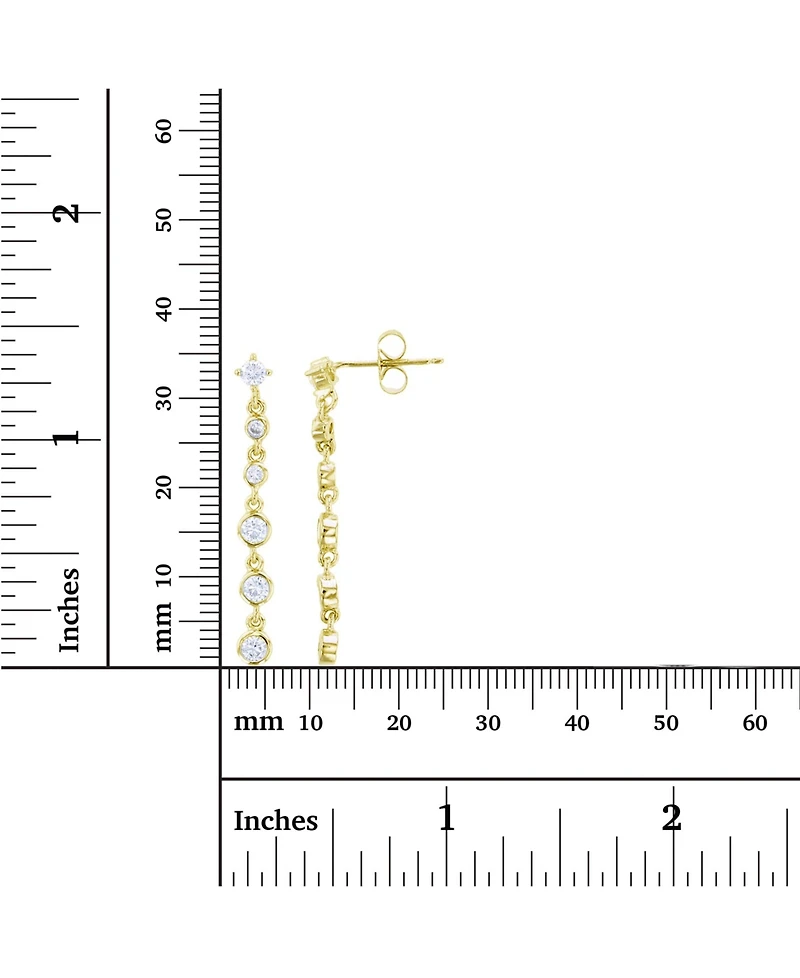 Macy's Cubic Zirconia Rhodium Plated Dangling Bezel Set Earrings (Also in 14k Gold Over Silver)