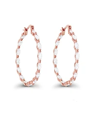 Macy's Cubic Zirconia 14k Rose Gold Marquise Cut Hoop Earrings (Also Over Silver or Silver)
