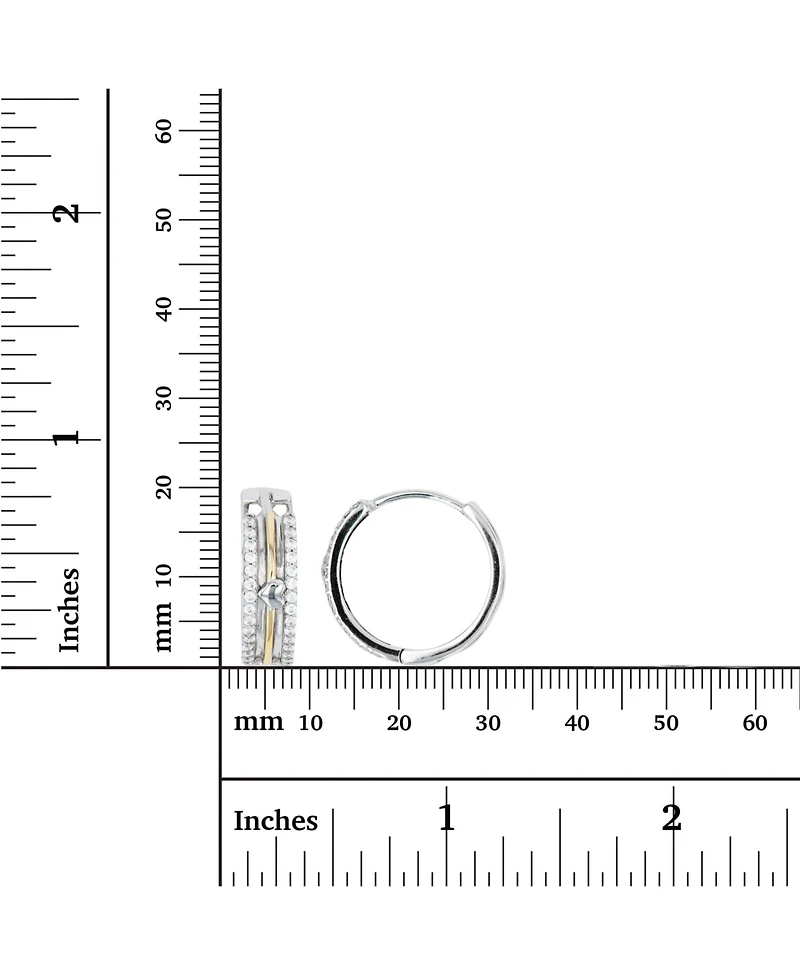 Macy's Cubic Zirconia Two-Tone Pave Heart Hoop Earrings