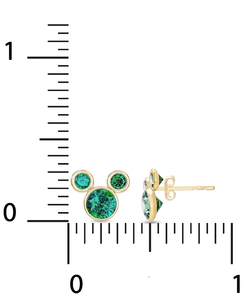 Disney Children's Cubic Zirconia Birthstone Mickey Mouse Stud Earrings 14k Gold