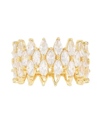 Cubic Zirconia 3-Row Marquise Cut Ring