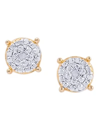 Diamond Accent Round Stud and Twist Hoop Earring Set in Gold Plate