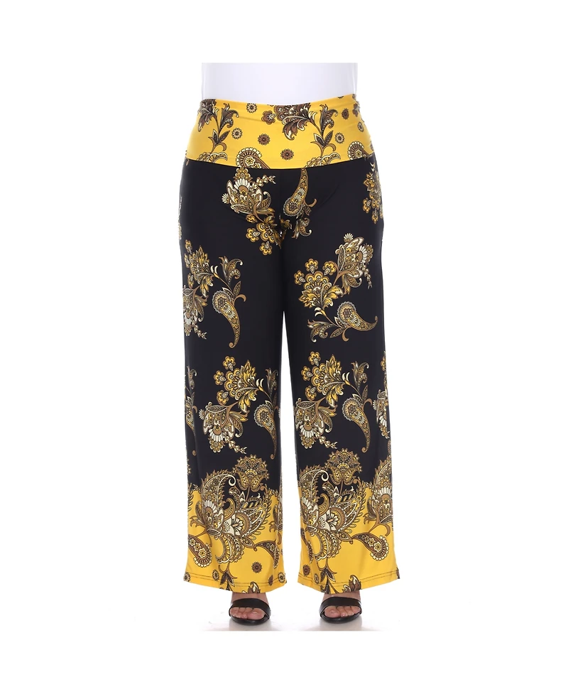 White Mark Plus Floral Paisley Printed Palazzo Pants