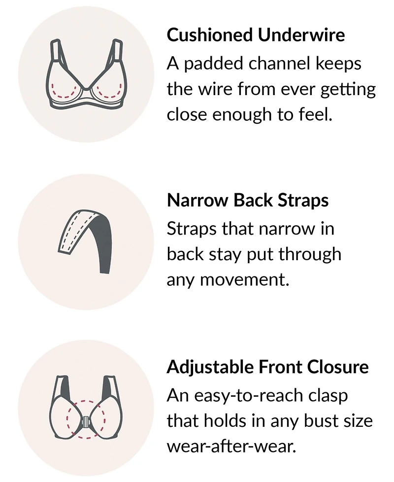 Women's Full Figure Wonderwire Front Close Stretch Lace Bra with Narrow Set Straps 9246