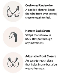 Women's Full Figure Wonderwire Front Close Stretch Lace Bra with Narrow Set Straps 9246