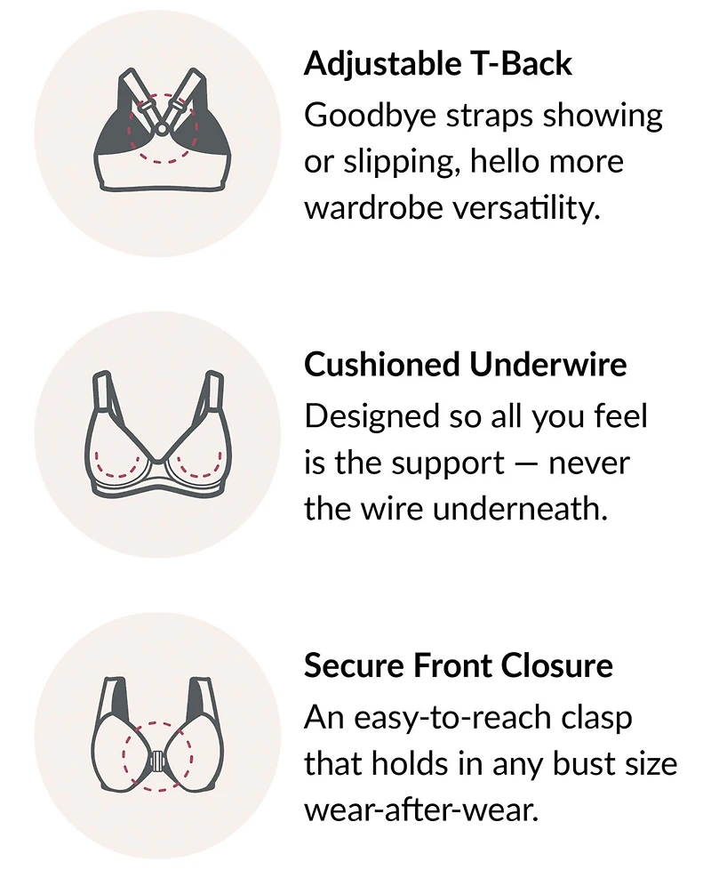 Glamorise Women's Plus Wonder Wire Front Close T-Back Bra 1246