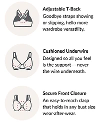 Glamorise Women's Plus Wonder Wire Front Close T-Back Bra 1246