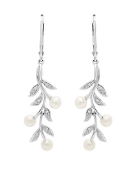Cultured Freshwater Pearl (4mm) and Diamond (1/20 ct. t.w.) Earrings in Sterling Silver