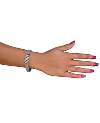 Diamond Swirl Double Row Cuff Bracelet (3/8 ct. t.w.) in Sterling Silver