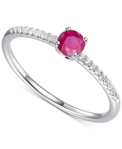 Sapphire (1/3 ct. t.w.) & Diamond (1/10 ct. t.w.) Ring in Sterling Silver (Also in Ruby & Emerald)