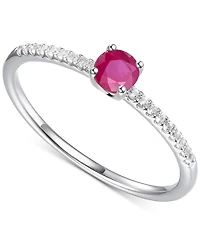 Sapphire (1/3 ct. t.w.) & Diamond (1/10 ct. t.w.) Ring in Sterling Silver (Also in Ruby & Emerald)