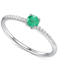 Sapphire (1/3 ct. t.w.) & Diamond (1/10 Ring Sterling Silver (Also Ruby Emerald)
