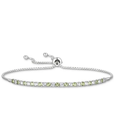 Rhodolite Garnet (1/3 ct. t.w.) & White Topaz (5/8 ct. t.w.) Bolo Bracelet in Sterling Silver (Also in Citrine, Peridot, Amethyst, Lab-Created Opal &